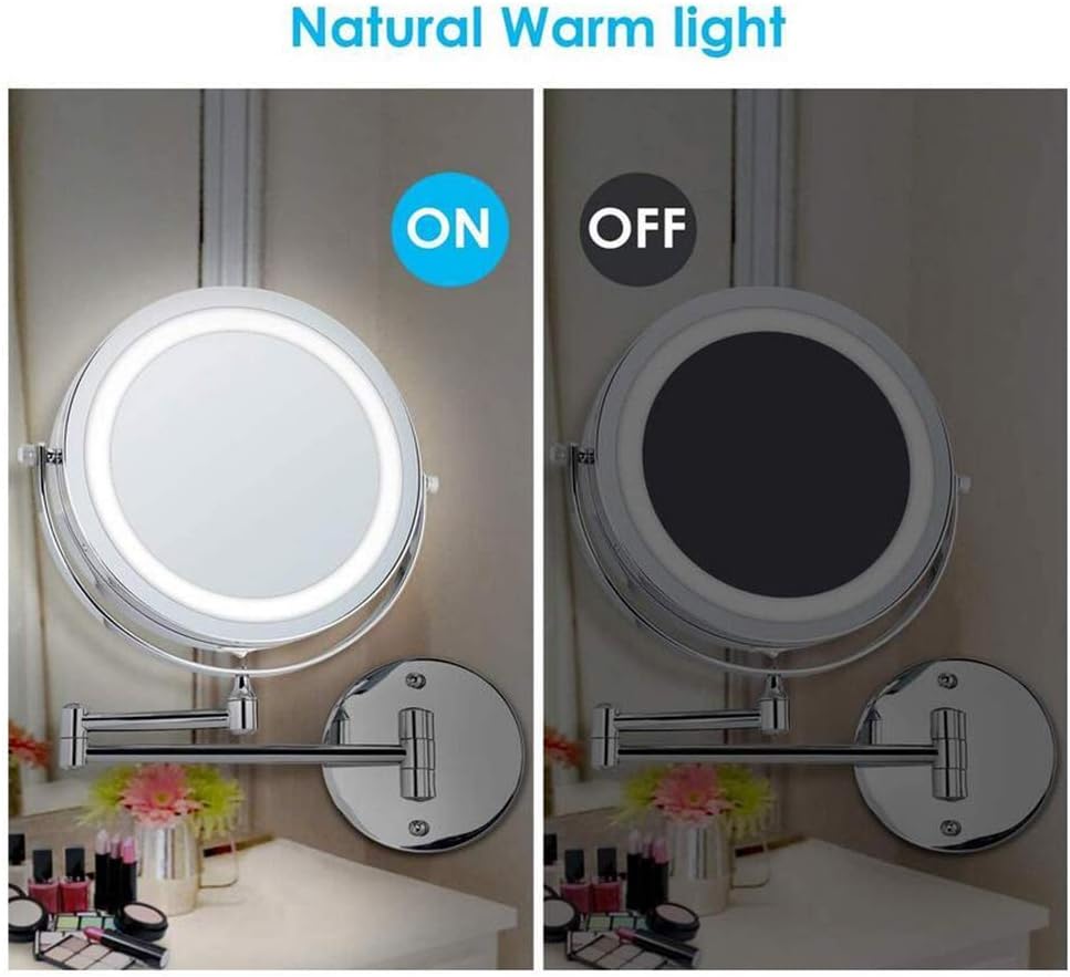 AMHIL Makeup Mirror Wall Mounted 360 Rotating Extendable Round 1