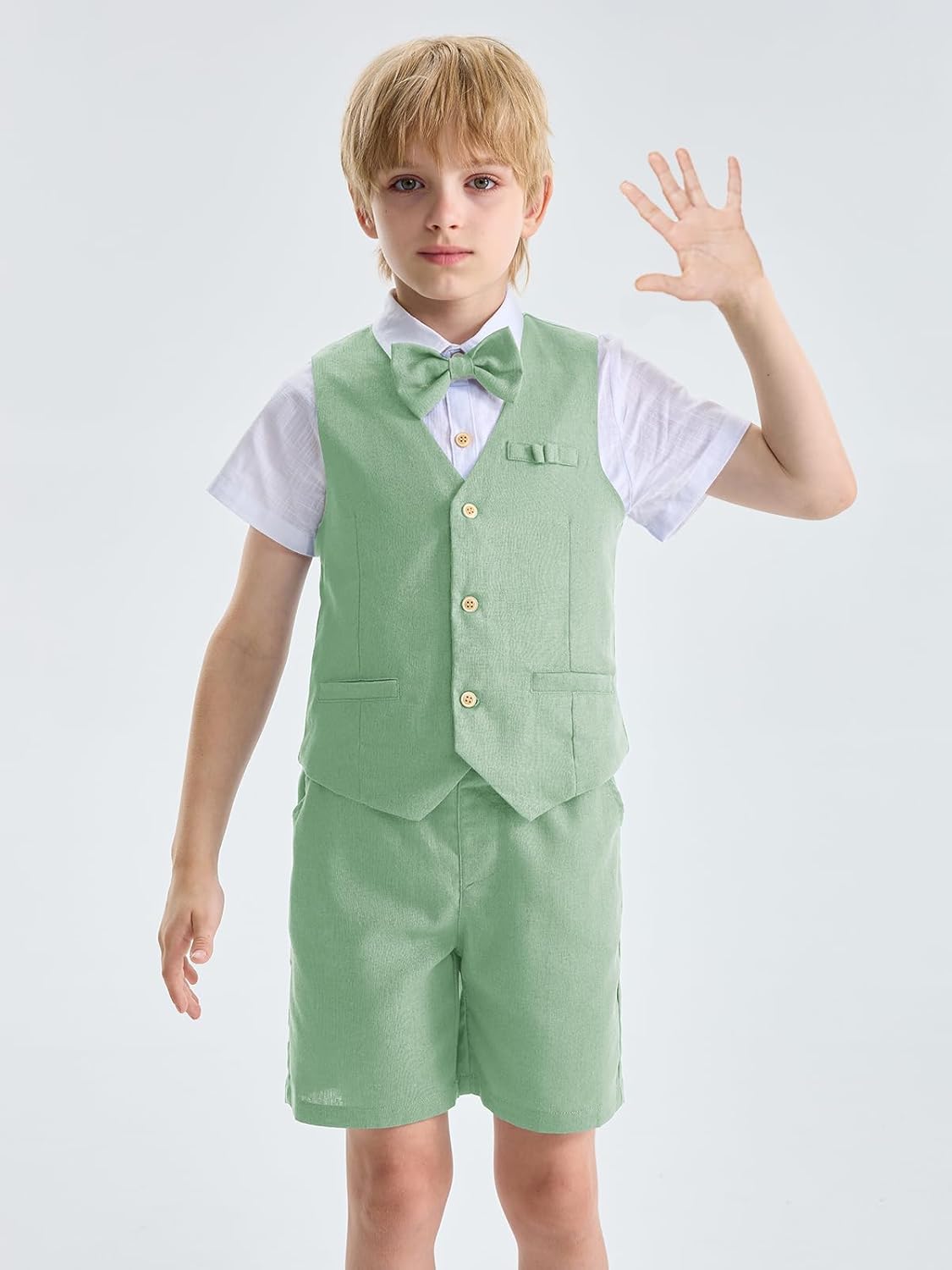 LOLANTA Boys Linen Suit 4-Piece Summer Outfit for Beach Graduation