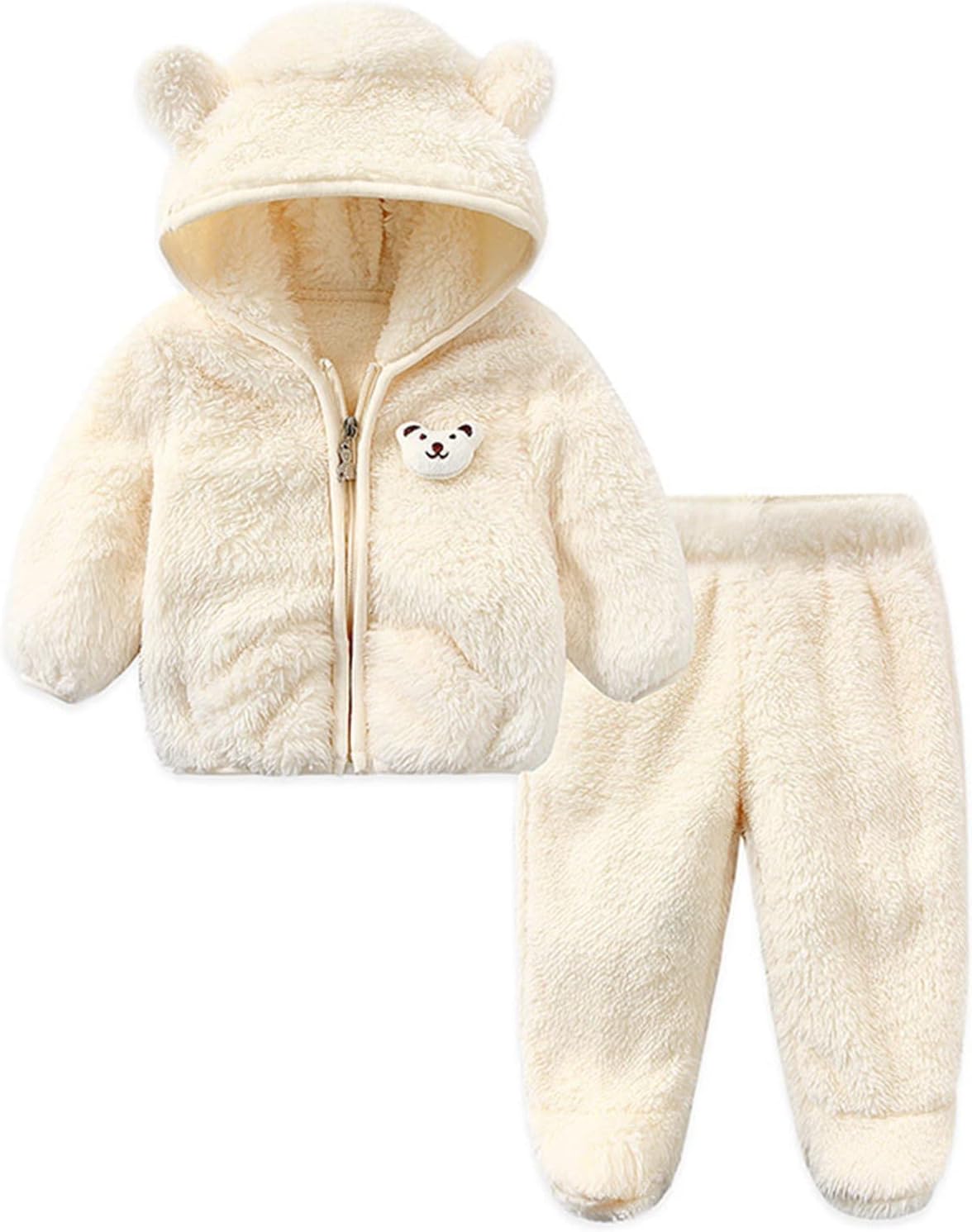 Bear Ear Winter Coats for Babies Soft Warm 2Pcs Set