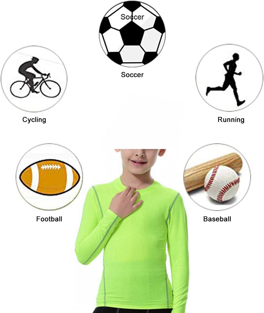 LANBAOSI Boys Girls Long Sleeve Compression Soccer T-Shirt