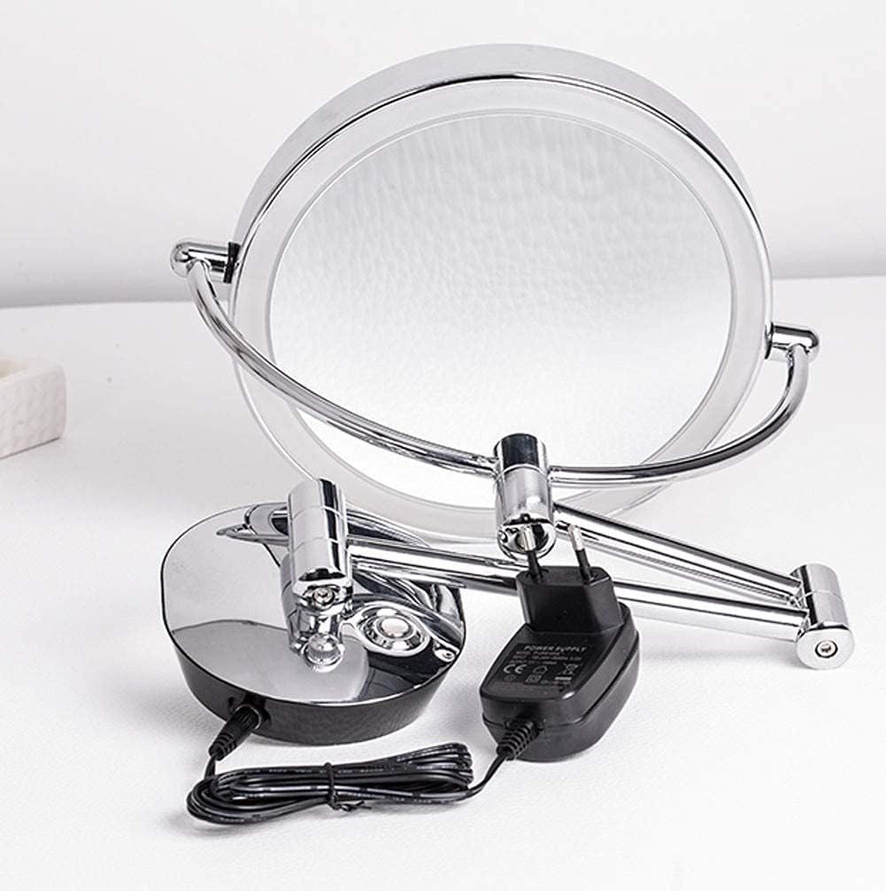 Wall Mount LED Makeup Mirror 5X Magnifying 8-Inch Double Sided Vanity Mirror with 360 Swivel UK Plug