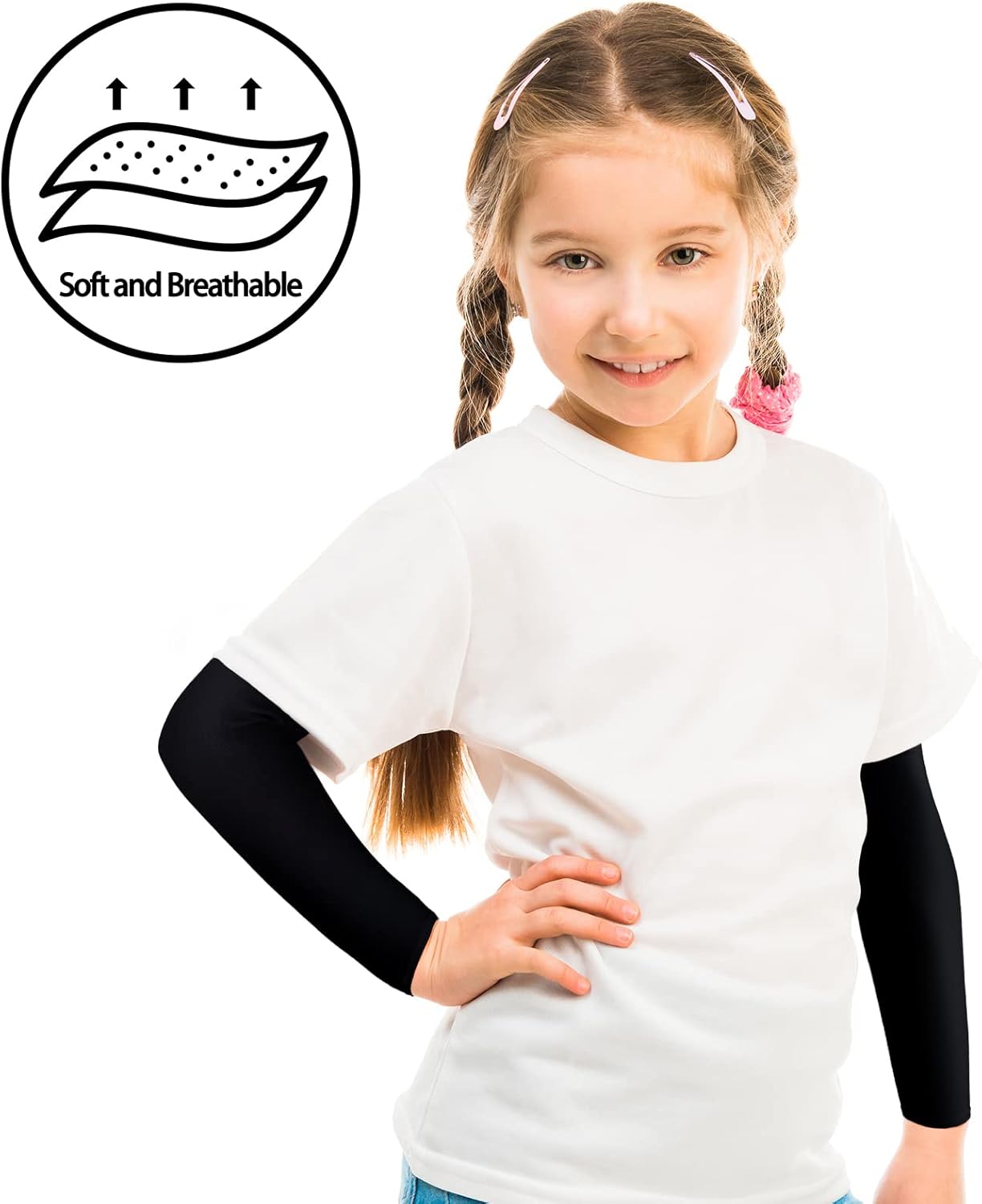 Zhanmai 8 Pairs Breathable Compression Arm Sleeves for Kids