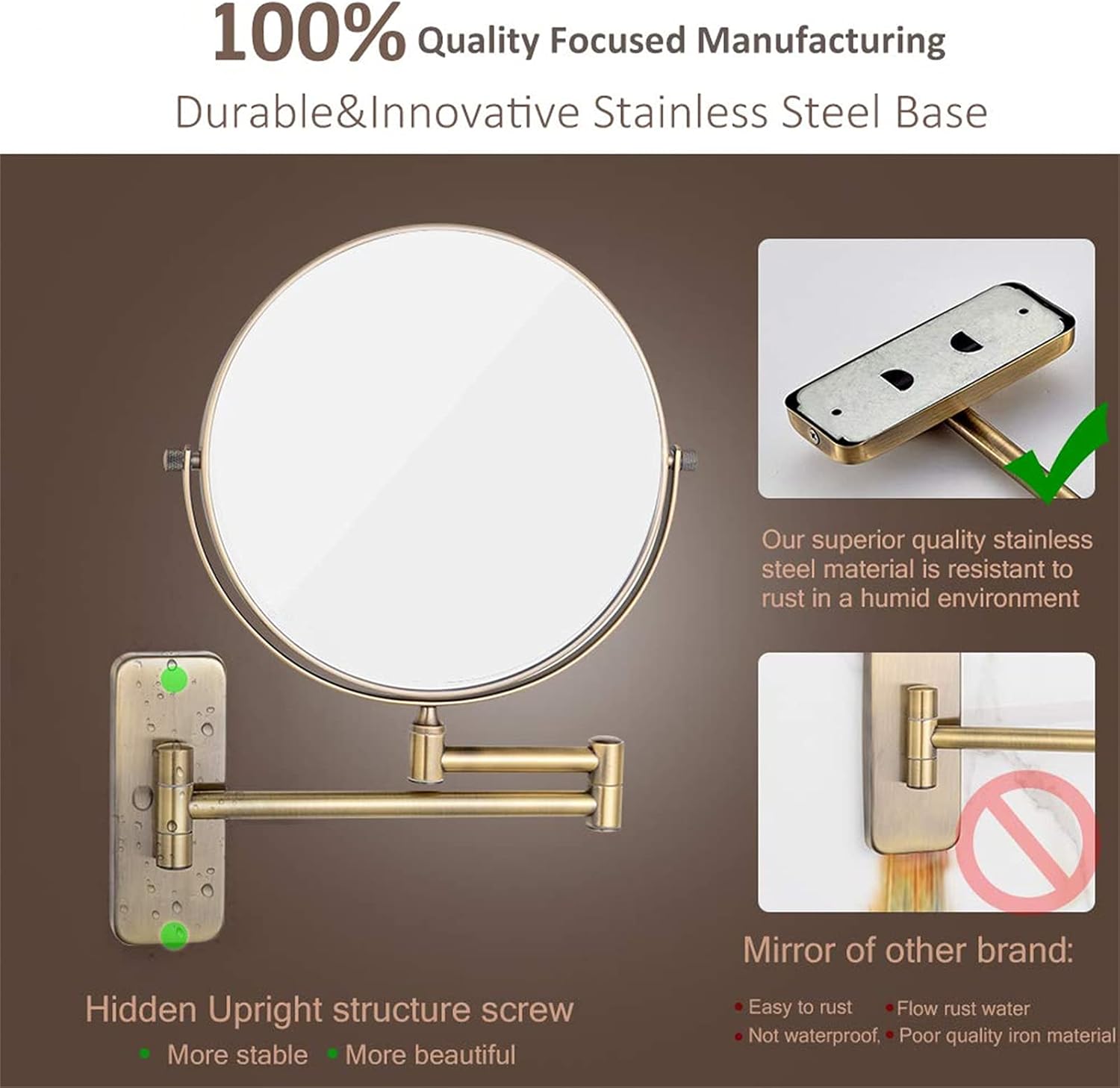 NOVOCE 8 Inch Adjustable Makeup Mirror With 7X Magnification