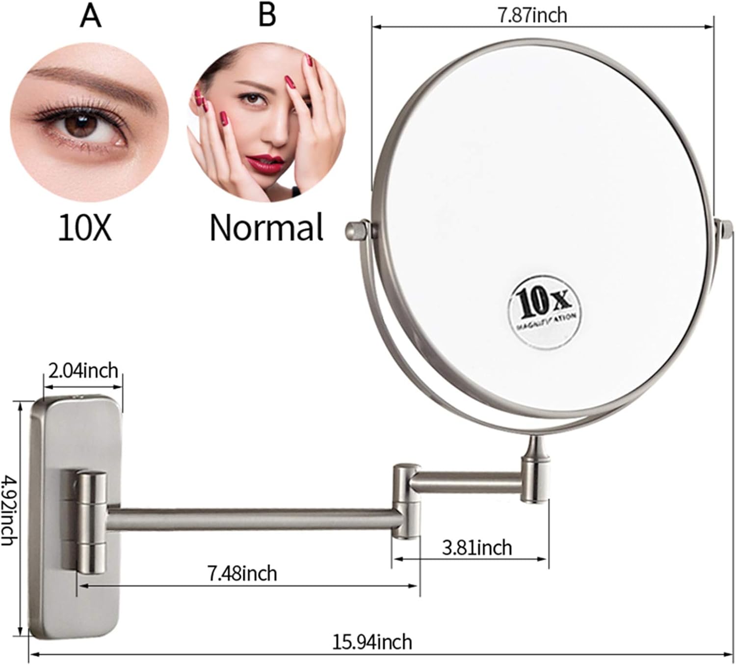 Elegance Precision NOVOCE Double-Sided Shaving Makeup Mirror with 7X Magnification