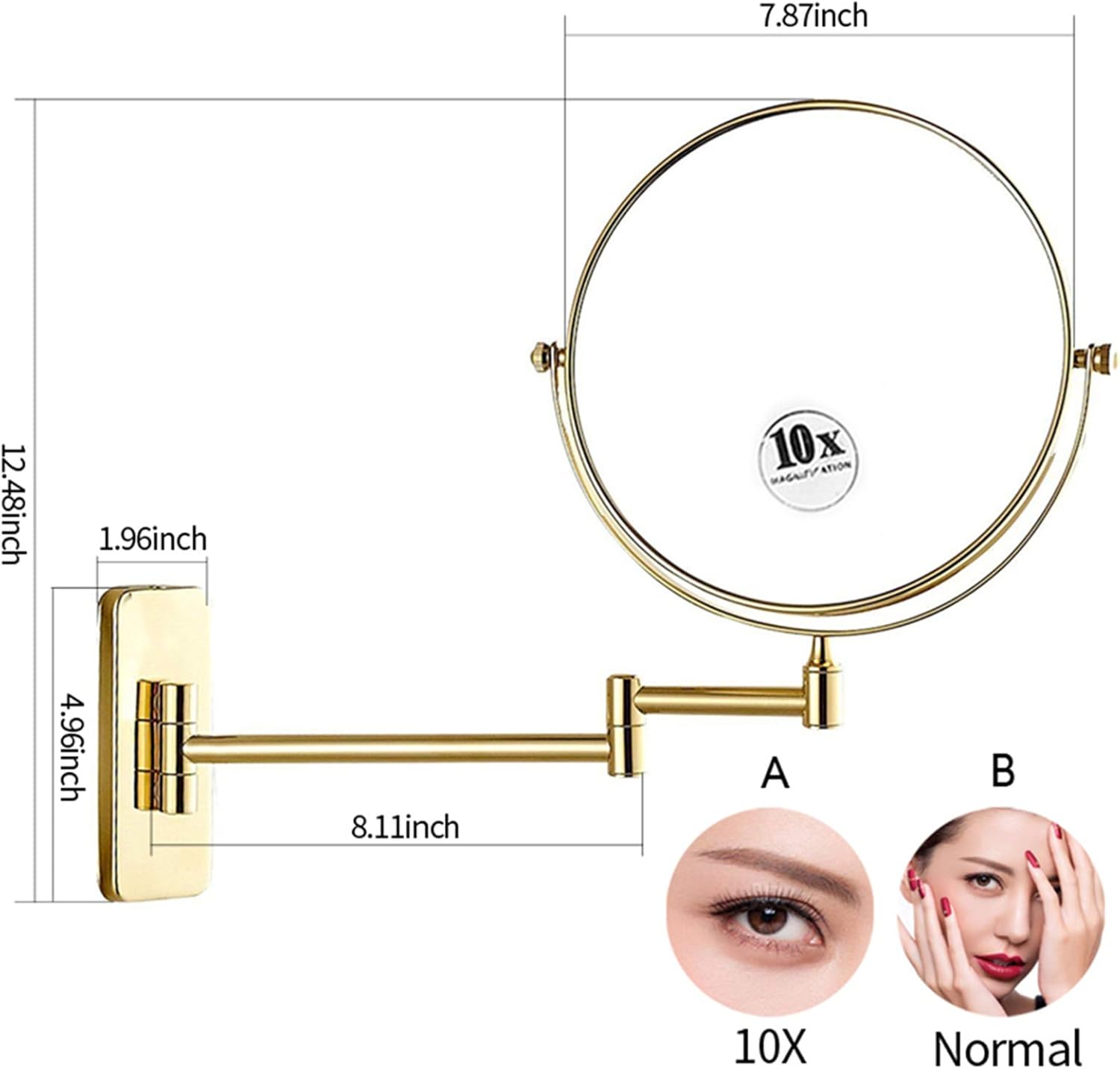 NOVOCE Adjustable Wall-Mounted Makeup Mirror Double-Sided Swivel Foldable Design Perfect for Home Professionals
