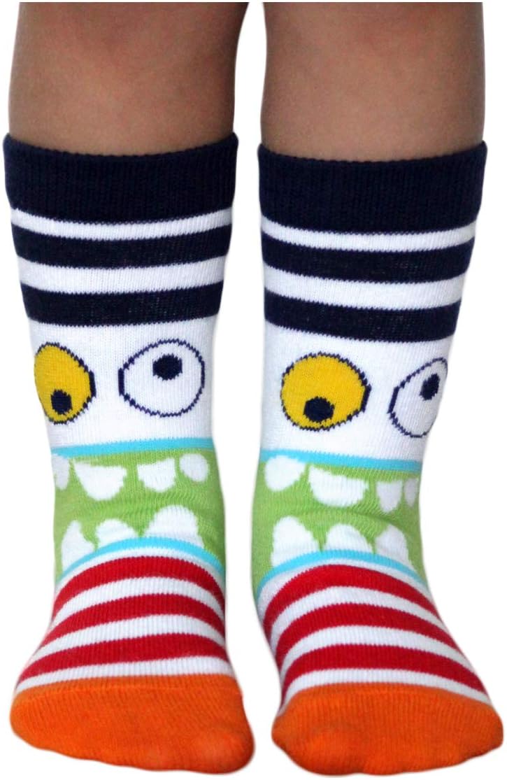 Jefferies Socks Boys Monster Pattern Crew Socks 6 Pair Fun Starts Here