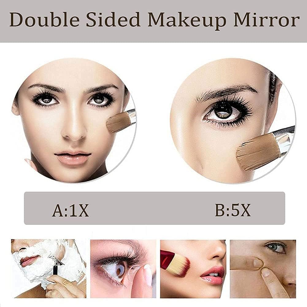 DEIHGE 5X Magnifying Vanity Mirror Double-Sided Wall-Mounted Brushed Gold