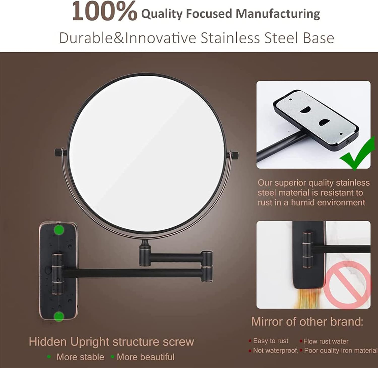 NOVCE 8-inch Double-Sided Makeup Mirror