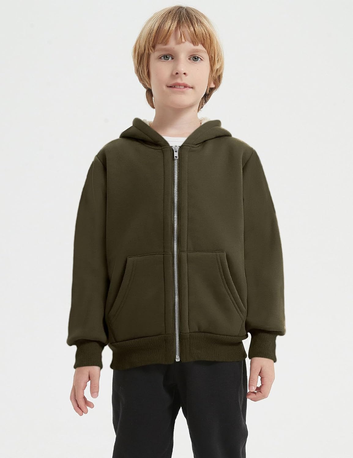 Sturdy Sherpa Fleece Jacket for Kids Loose Fit Soft to the Touch and Perfectly Padded