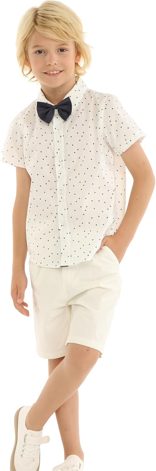 Mud Kingdom Little Boys Short Sleeve Dress Shirts Cute Summer