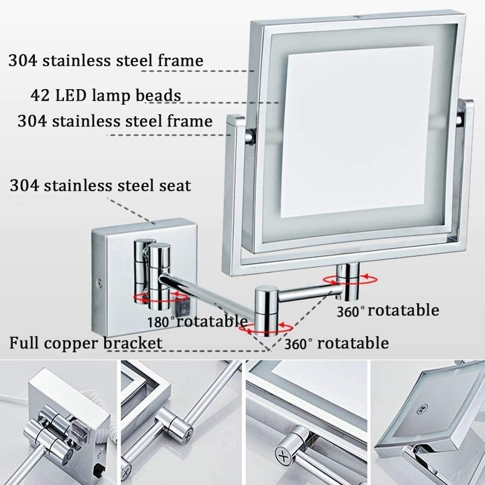 Luxury 8 Wall-Mounted Vanity Mirror with 3X Magnification