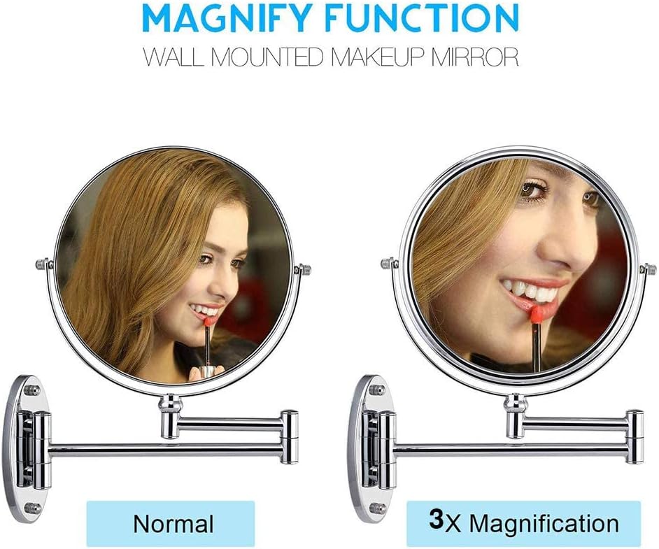 Durable Double-Sided Swivel Makeup Mirror wall-mounted 3X Magnification