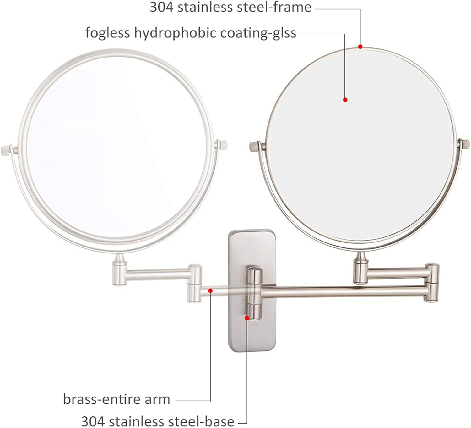 Elegance Precision NOVOCE Double-Sided Shaving Makeup Mirror with 7X Magnification
