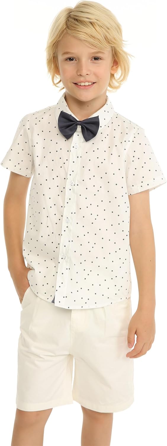 Mud Kingdom Little Boys Short Sleeve Dress Shirts Cute Summer