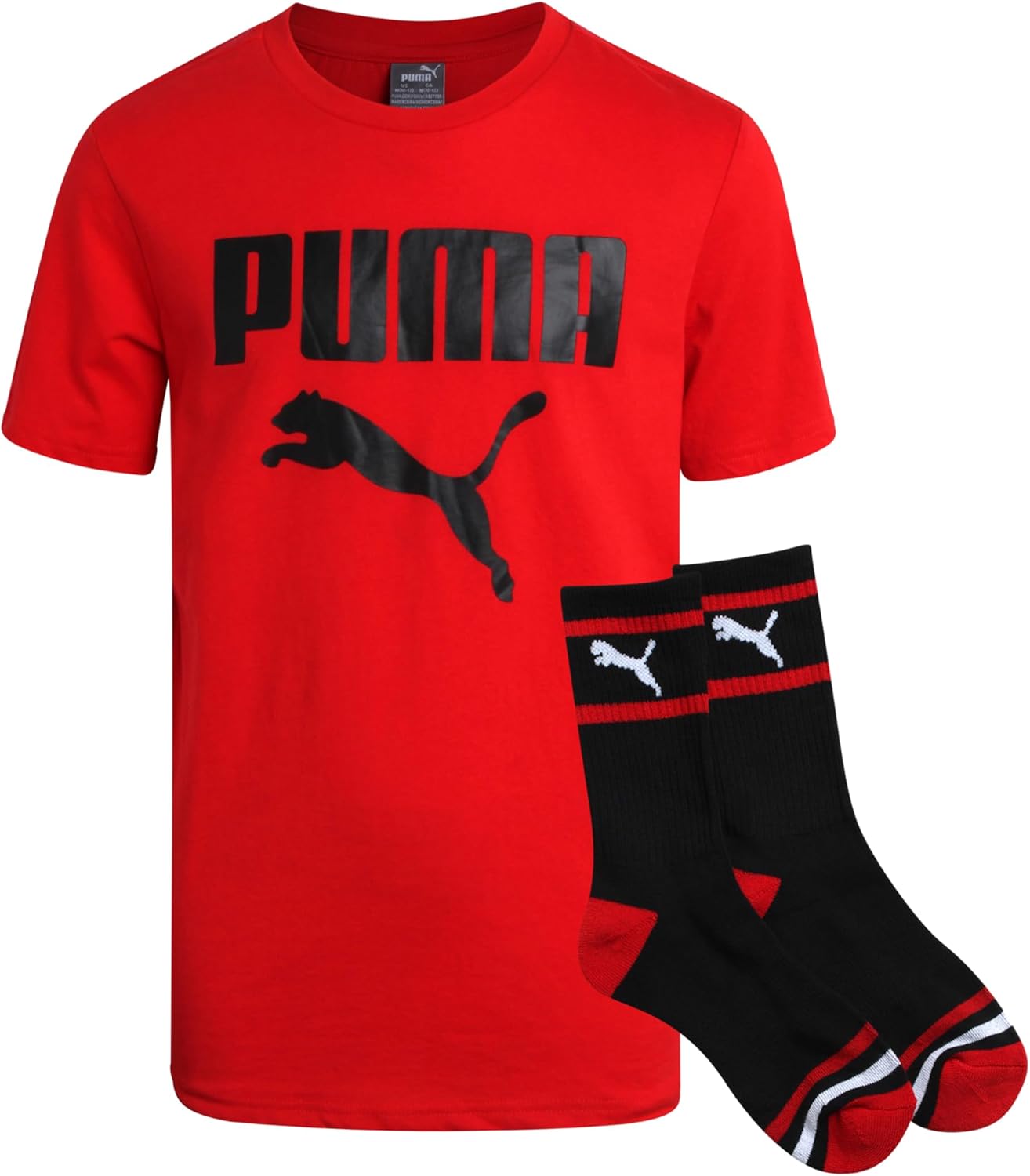 PUMA Boys Hype Unders Sleek Graphic T-Shirt Crew Socks Set