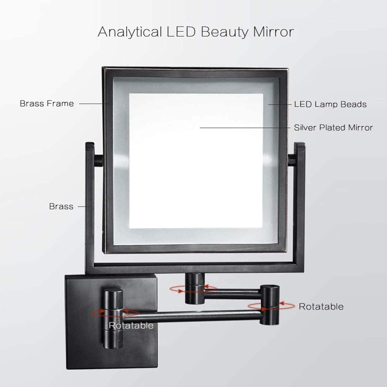 8-Inch LED Wall-Mounted Makeup Mirror
