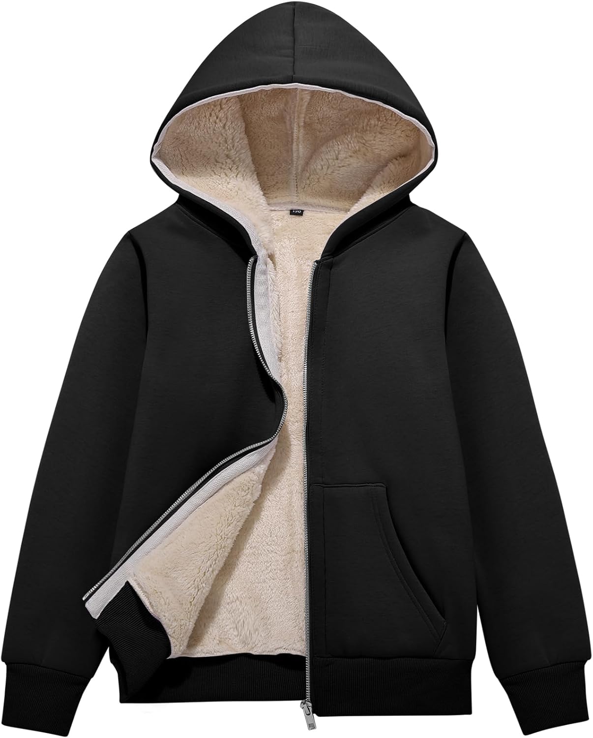 Rositn Boys Girls Sherpa Lined Fleece Jacket Warm Cozy Zip Up Hoodie for Kids 5-15 Years