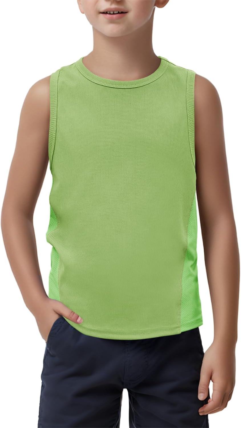 Haloumoning Boys Breathable Mesh Side Athletic Tank Top 5-14 yrs