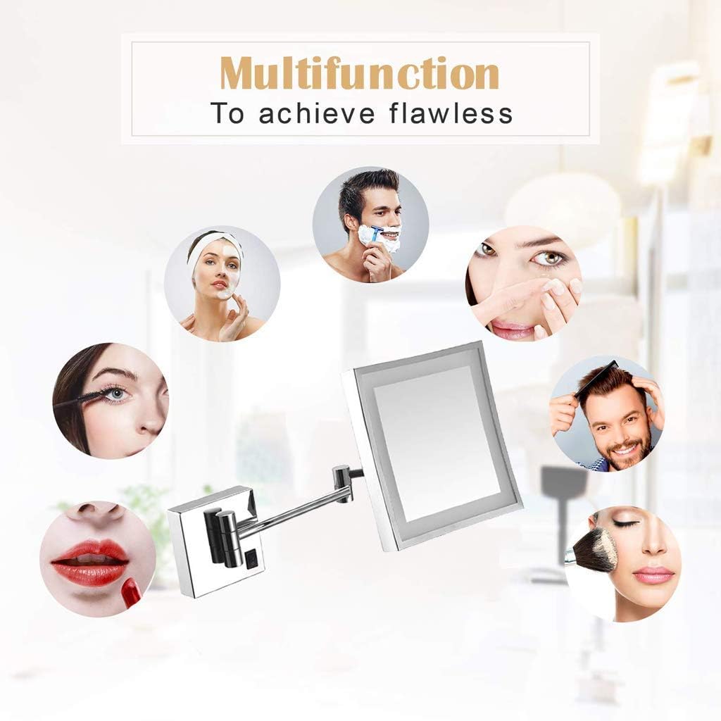 LCARY Compact Wall-Mounted Makeup Mirror with 3X Magnification