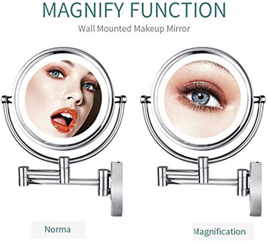8 Inch Two-Sided Swivel Makeup Mirror with LED Light and Magnification