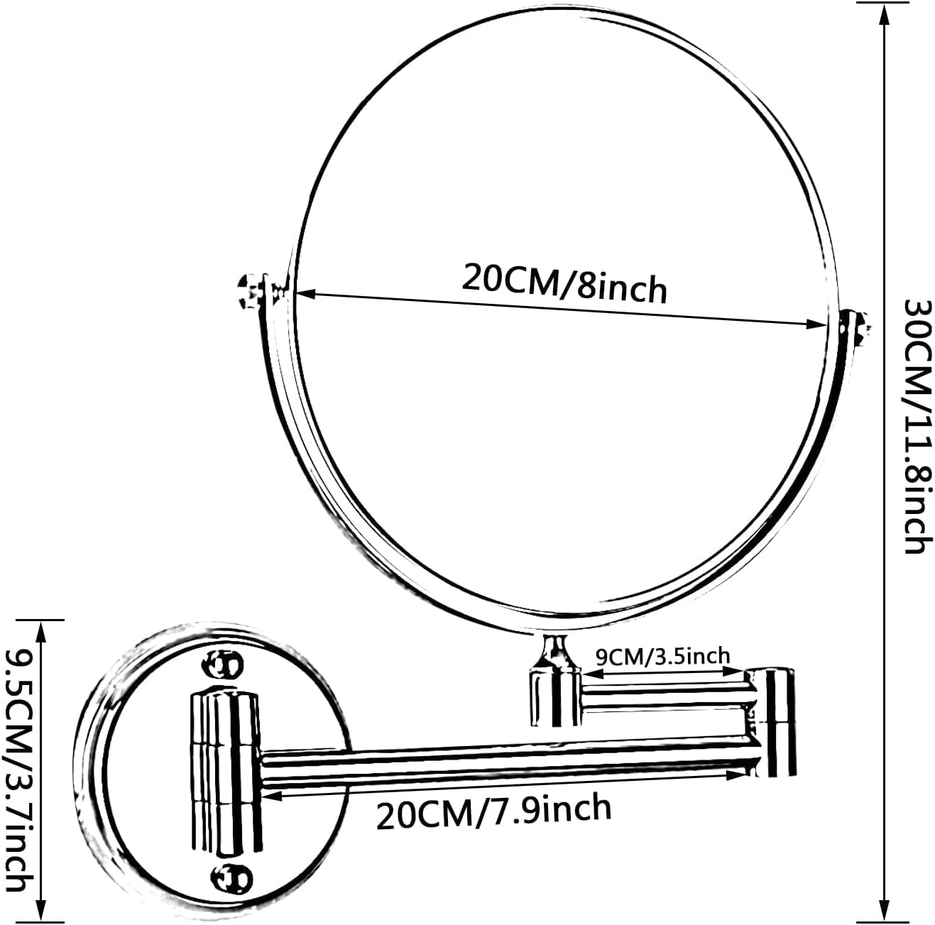 NOVOCE 8 Inch Wall Mount Makeup Mirror with 3X Magnification 1
