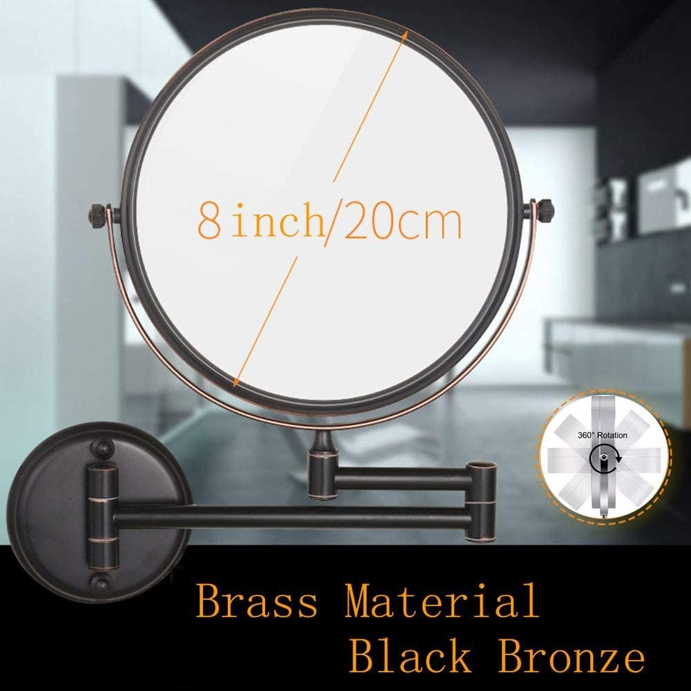 8-Inch Wall-Mounted Double-Sided Makeup Mirror with 3x-10x Magnification