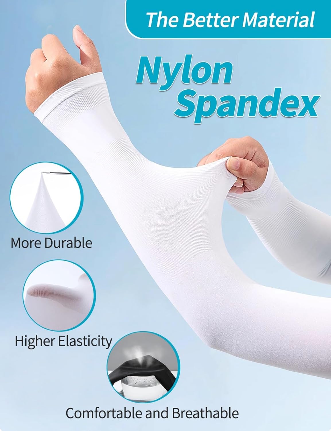 4-Pair UV Protection Arm Sleeves for Kids in Sports and Activities