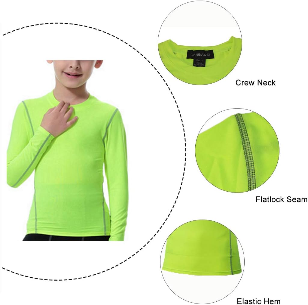 LANBAOSI Boys Girls Long Sleeve Compression Soccer T-Shirt