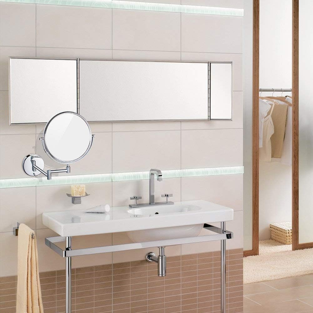 10X Wall-Mounted Makeup Mirror with 5x Magnification