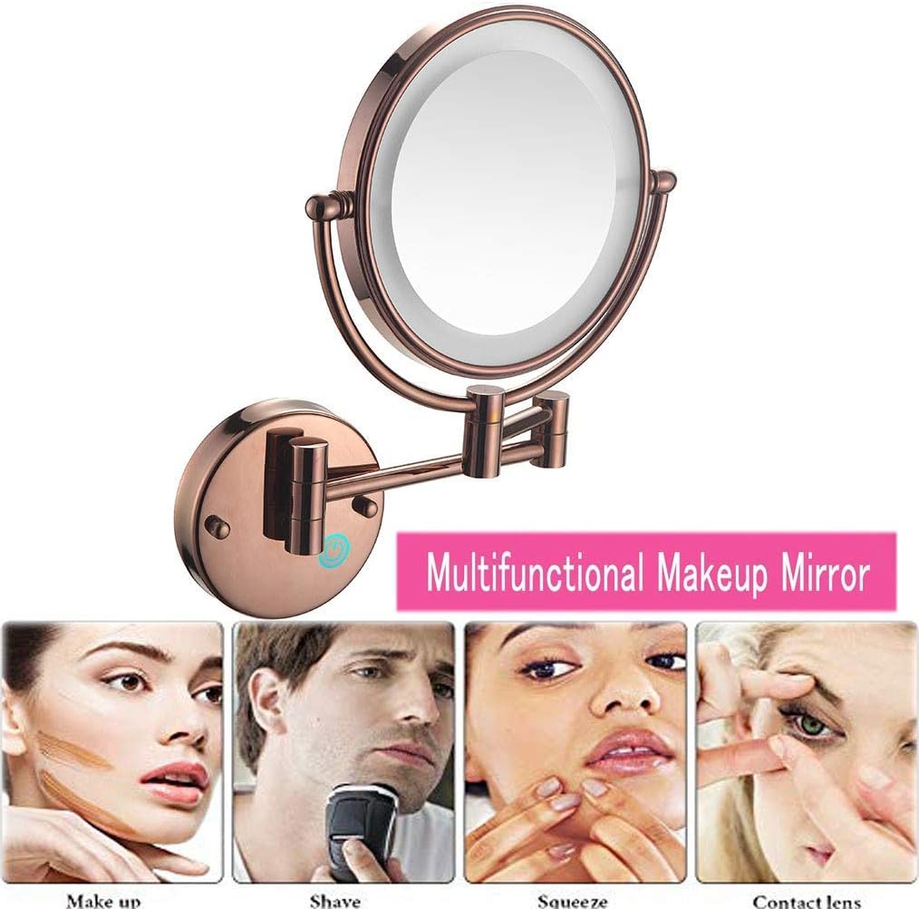 Wall-Mounted Makeup Mirror with LED Lights for Bathroom