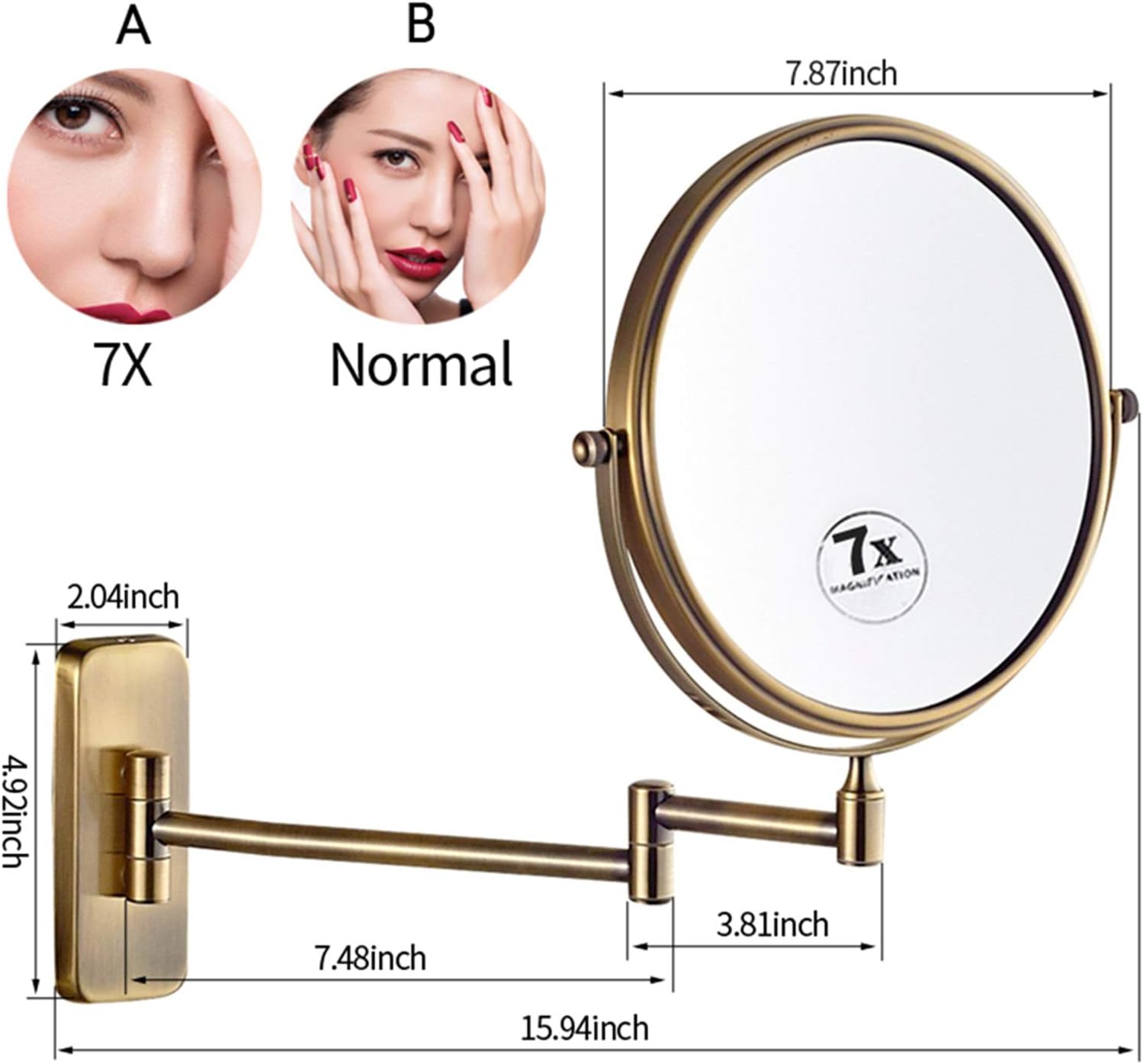 NOVOCE Double Sided Wall-Mounted Makeup Mirror for Home Bathroom