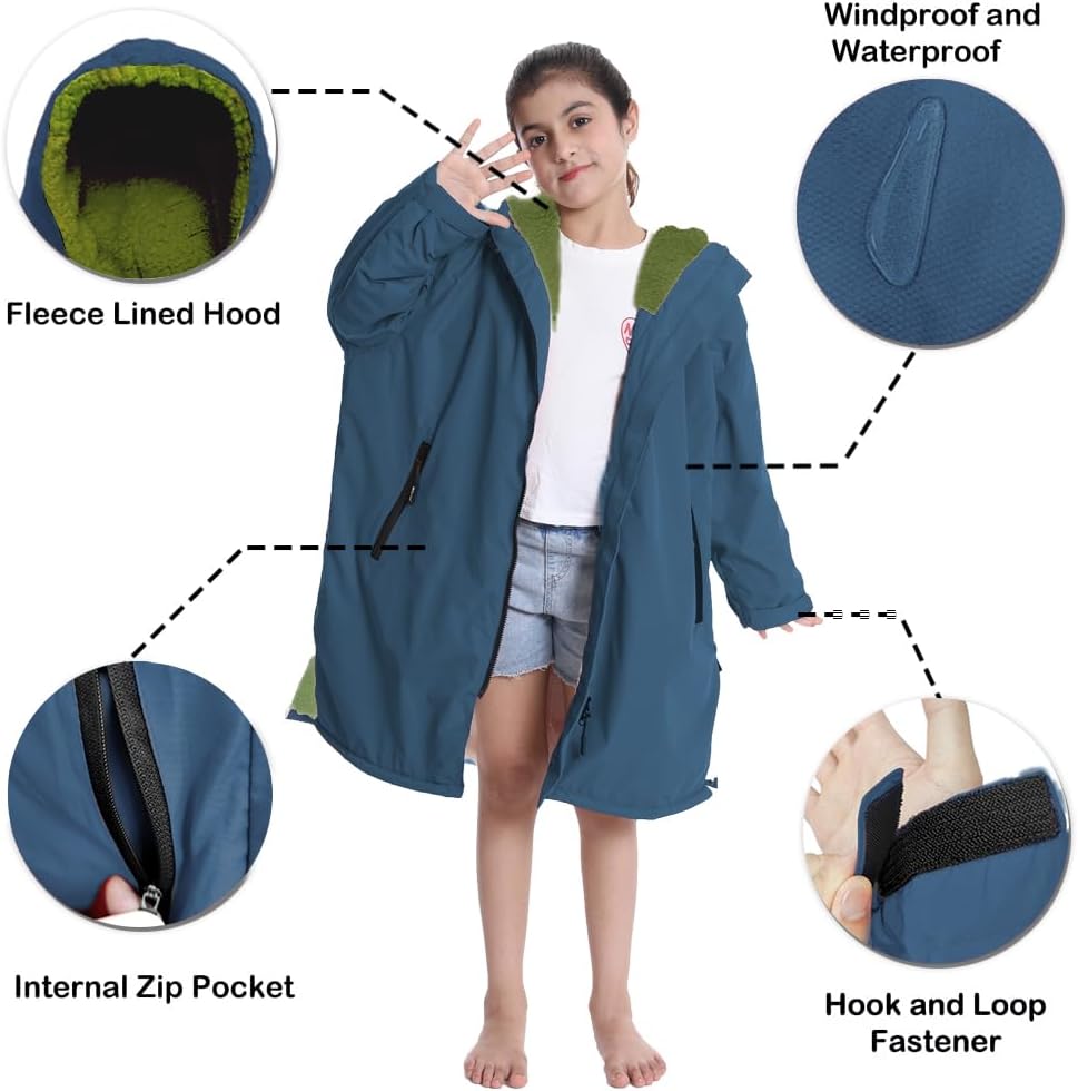 Comfortable Waterproof Windproof High-performance surf parka for boys - perfect for swimming camping outdoor activities