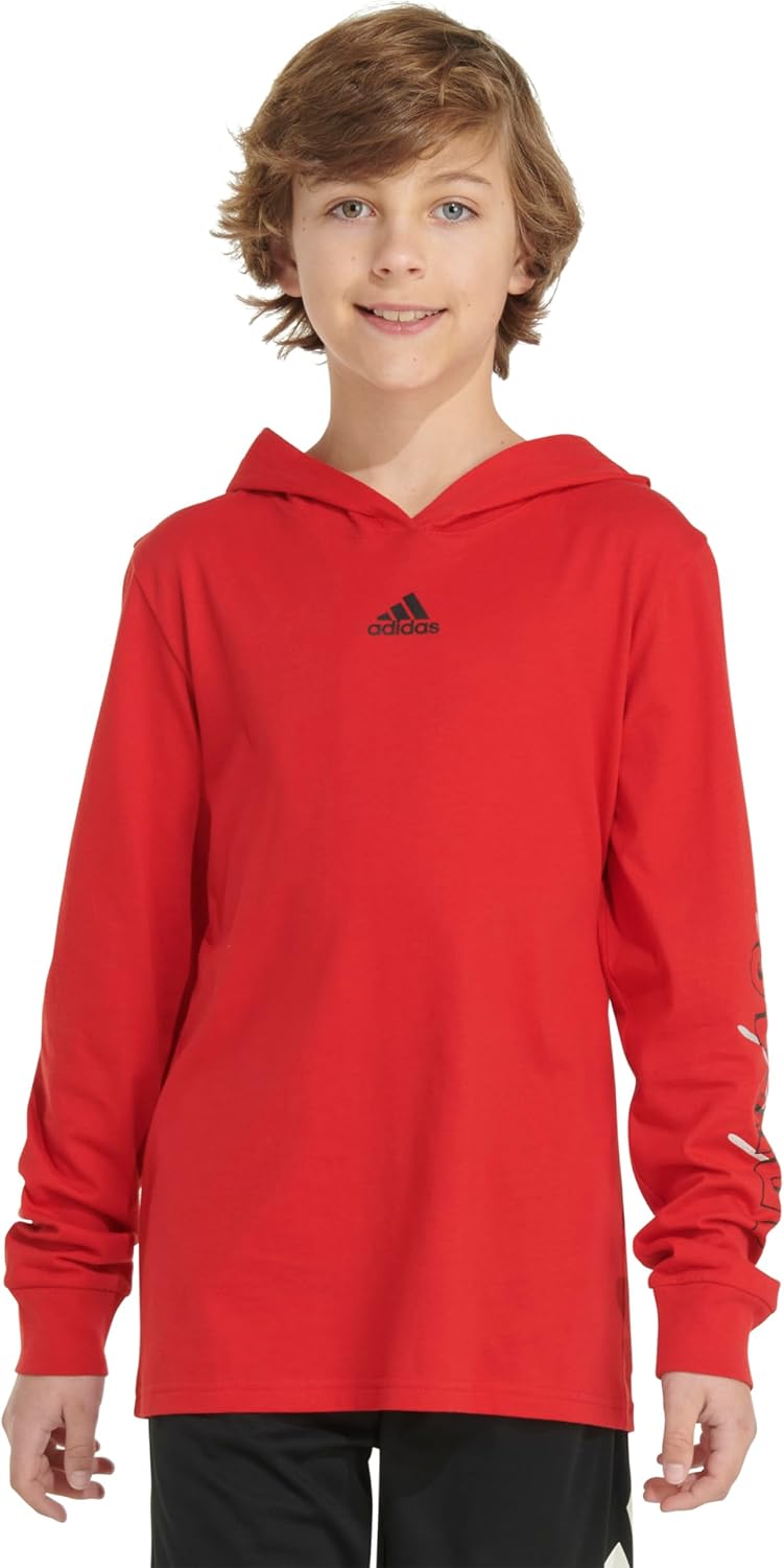 adidas Boys Long Sleeve Cotton Hooded T-Shirt