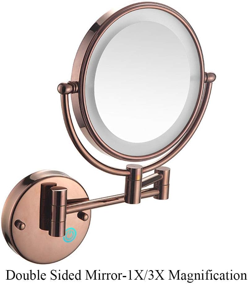 Wall-Mounted Makeup Mirror with LED Lights for Bathroom