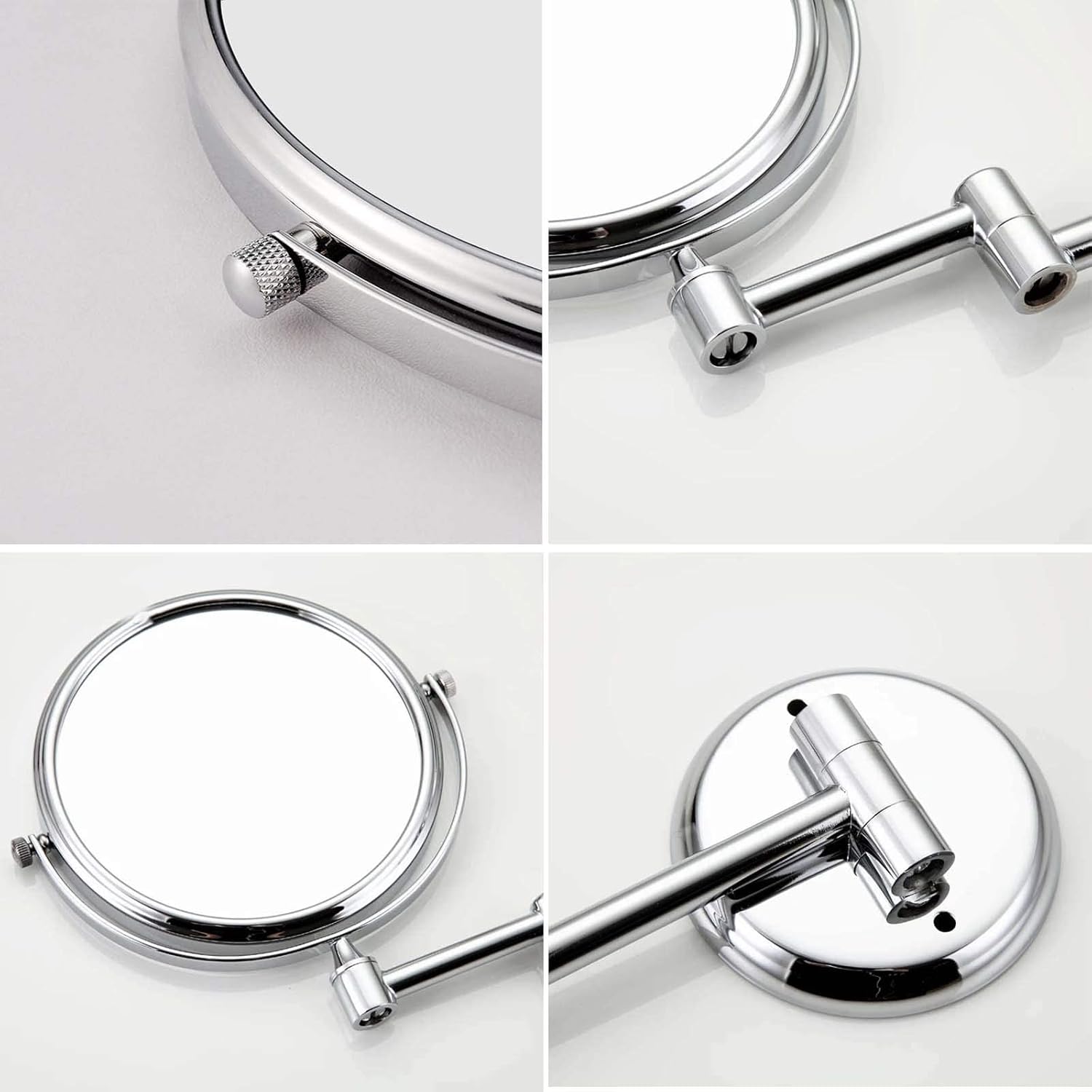 Wall-Mounted Double-Sided Makeup Mirror with 360 Swivel 3x Magnification for Bathroom