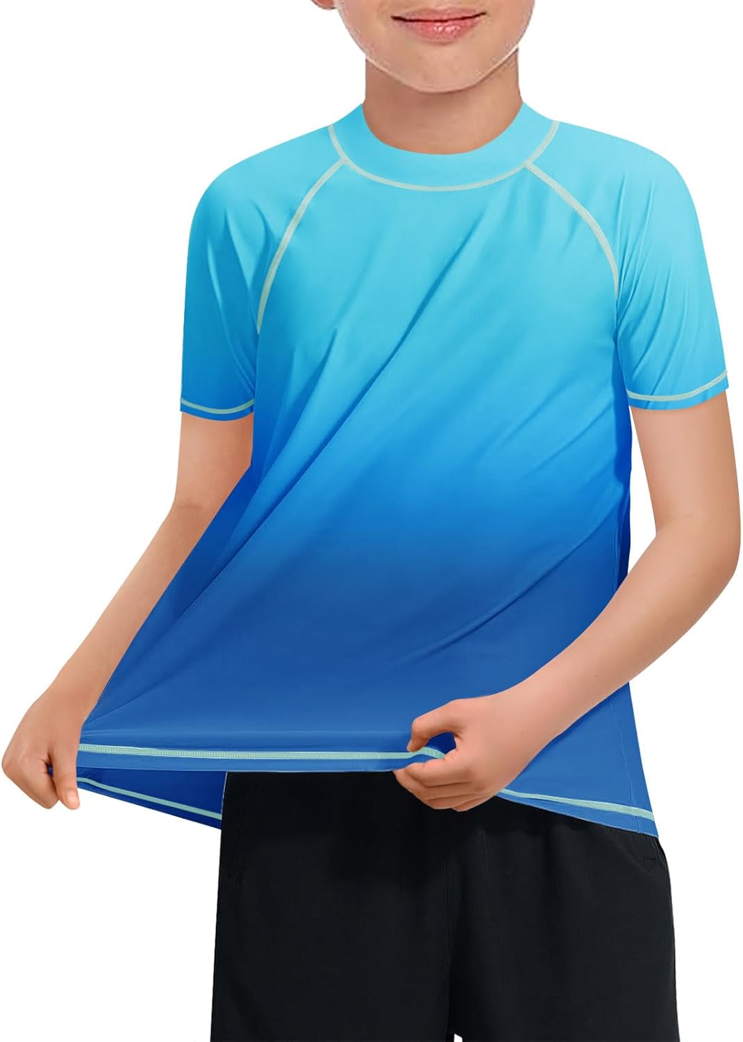 Haloumoning Boys Gradient Rash Guard UPF50 Sun Shirts