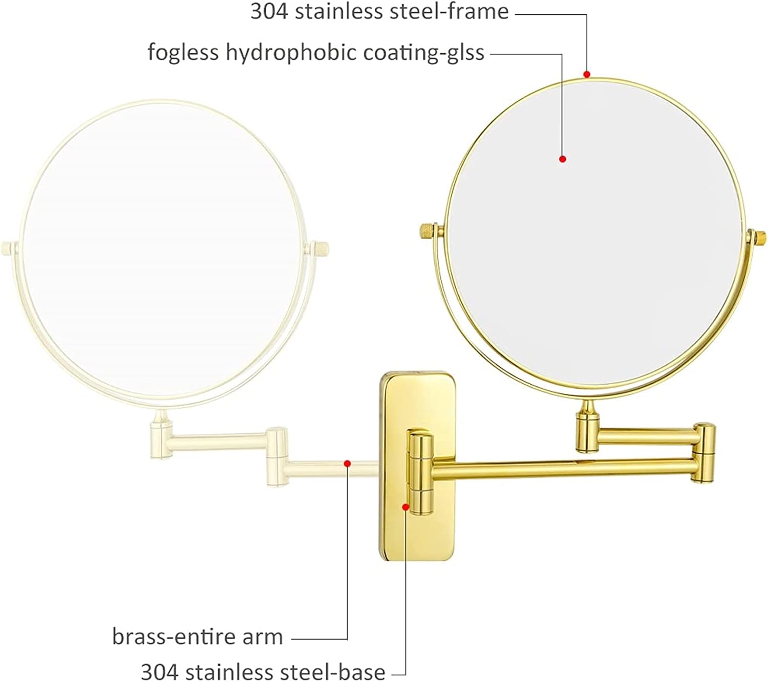 Luxury Double Sided Makeup Mirror Adjustable Vanity for Home Beauty Tools