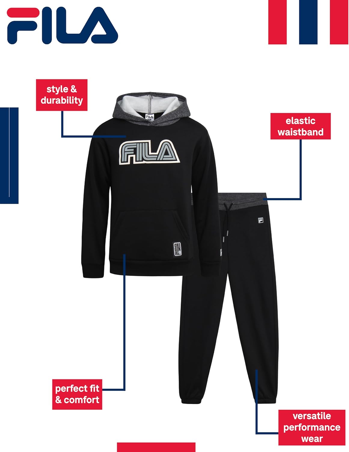 Fila Boys Poly Fleece Jogger Set - Comfort Style