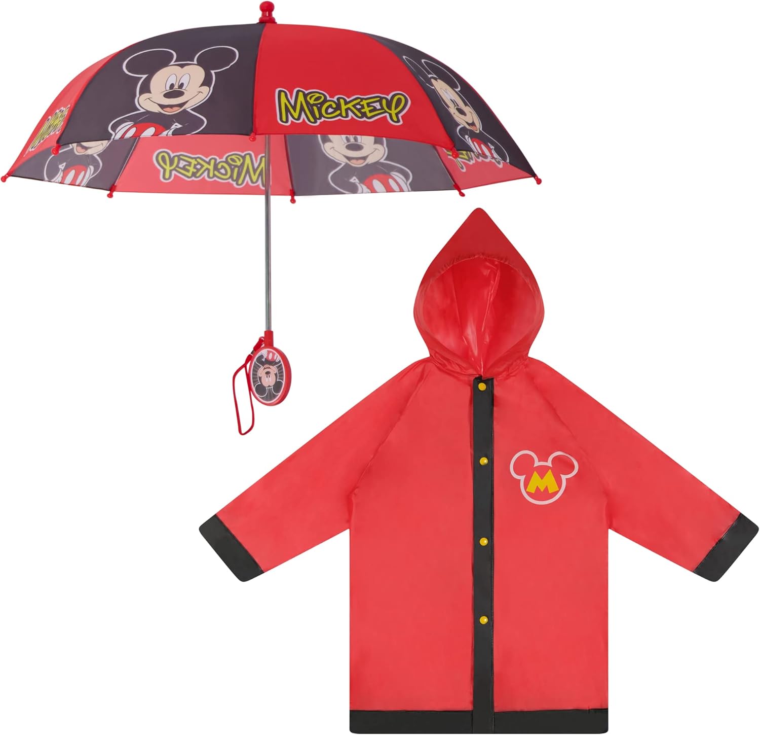 Disney Boys Little Umbrella Poncho Raincoat Set - Perfect for Rainy Days