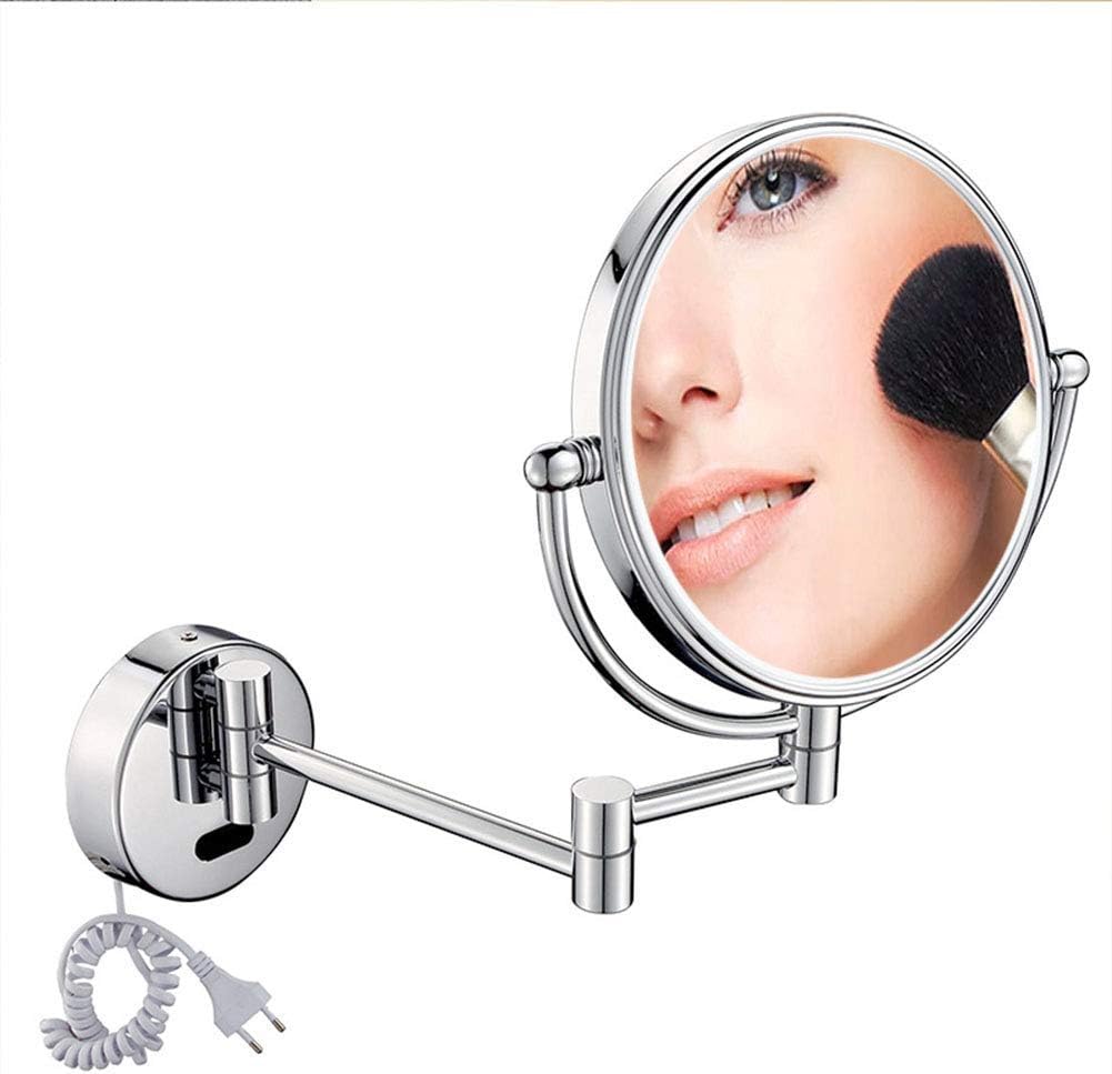 Wall-Mounted Makeup Mirror 8-inch Bright Silver Extendable