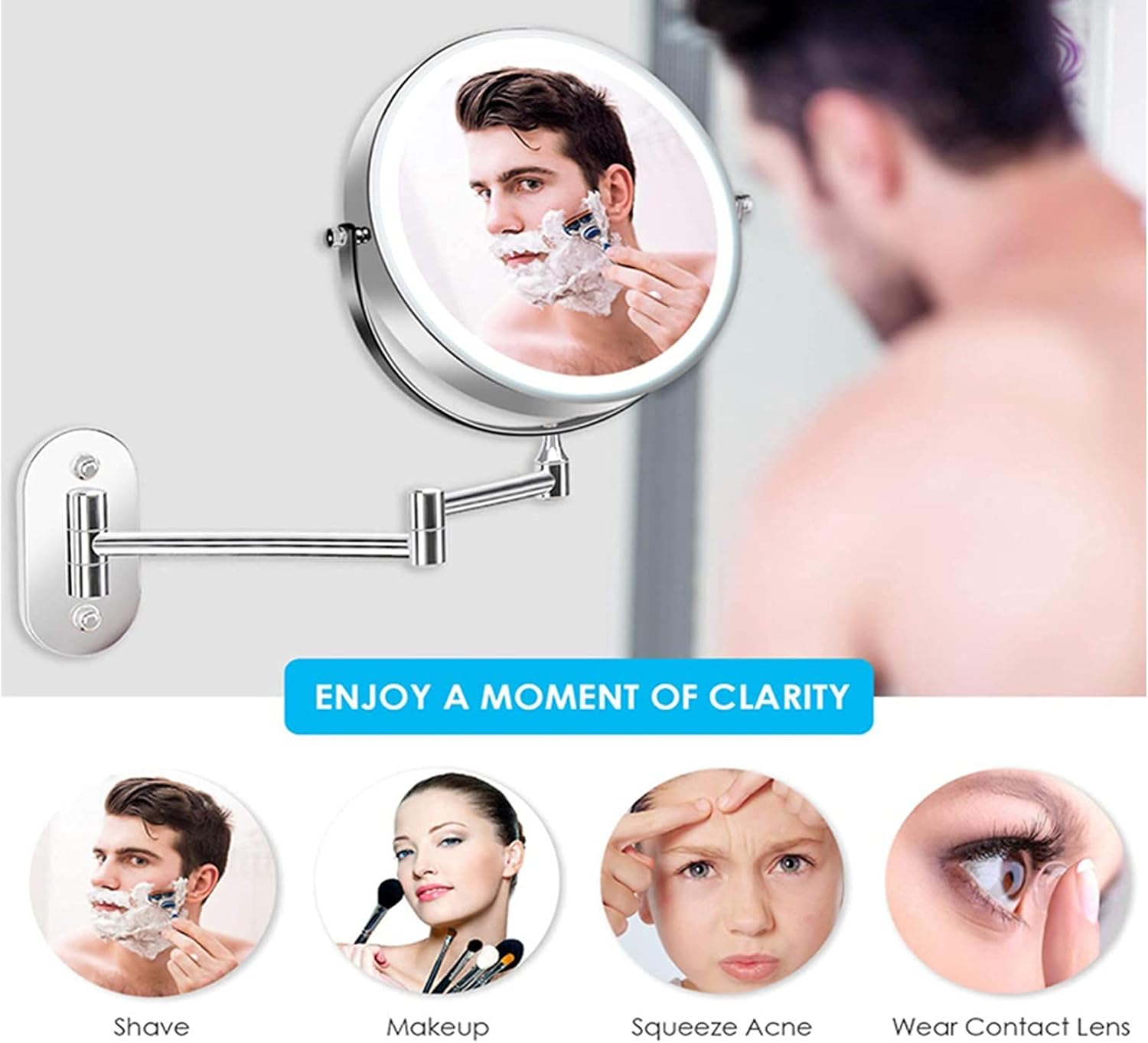 Wall-Mounted Double-Sided Makeup Mirror