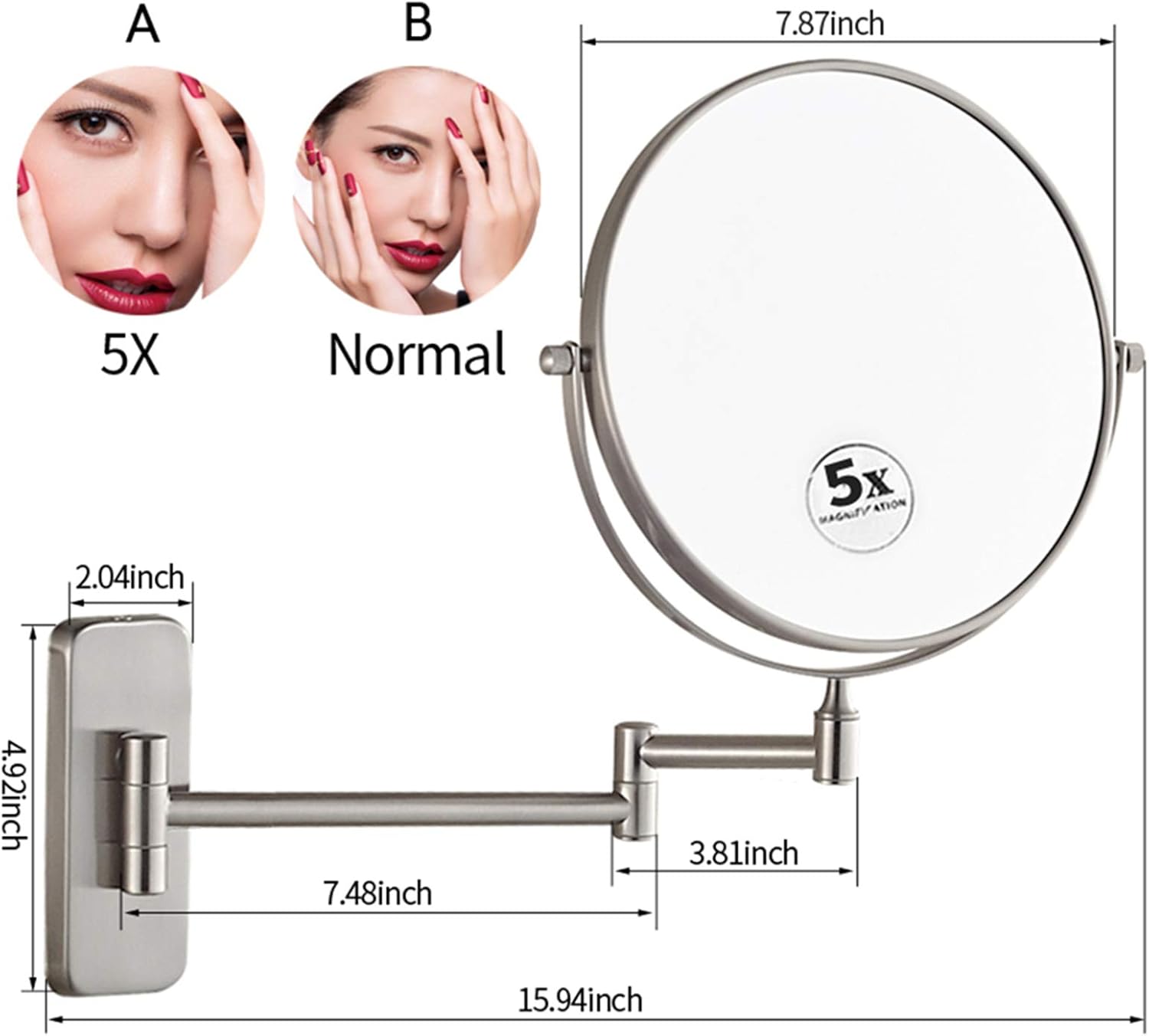 NOVOCE 8 Inch Double Sided Makeup Mirror with 7X Magnification