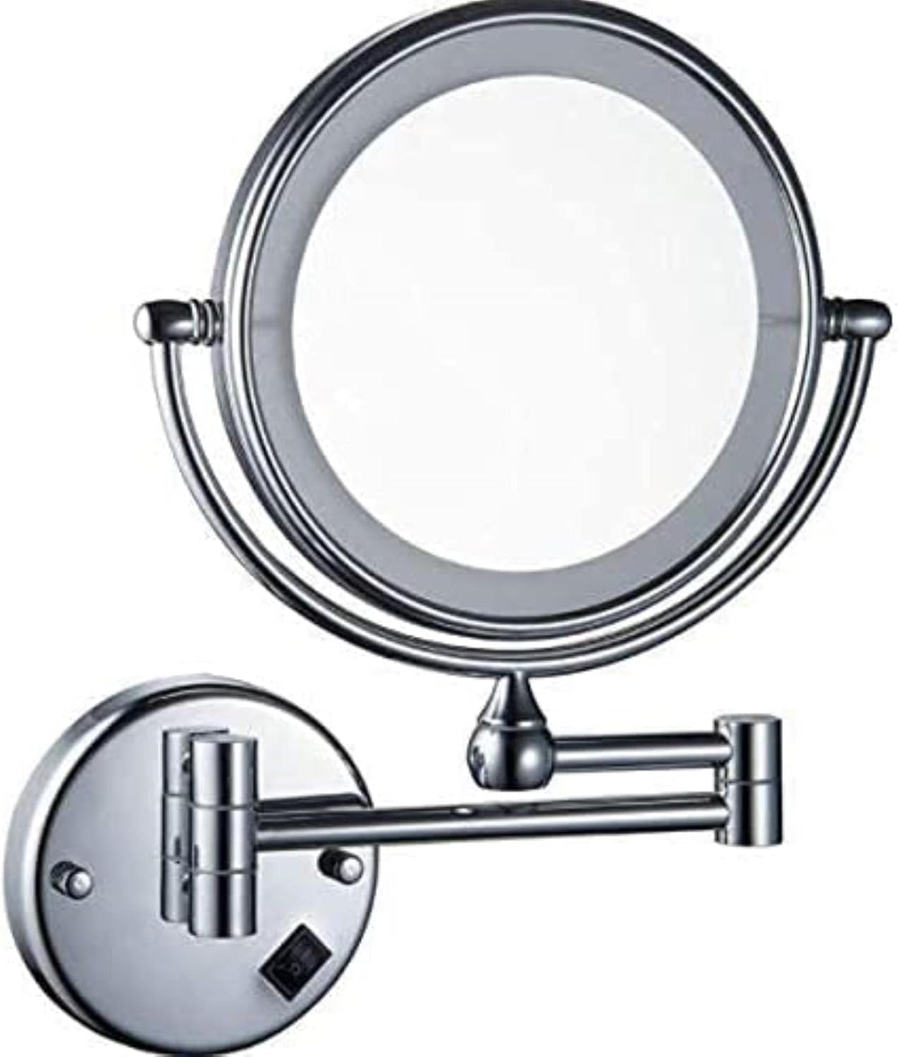NOVOCE Wall-Mounted Vanity Mirror with LED Illumination - 360-Degree Rotation Magnifying Beauty Tool