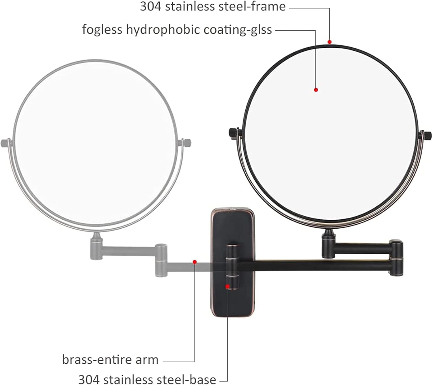 NOVCE 8-inch Double-Sided Makeup Mirror
