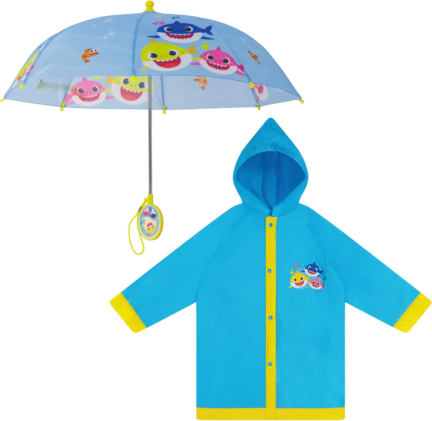 Nickelodeon Boys Umbrella and Poncho Raincoat Set with Baby Shark Design