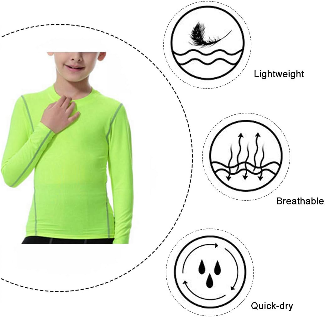 LANBAOSI Boys Girls Long Sleeve Compression Soccer T-Shirt