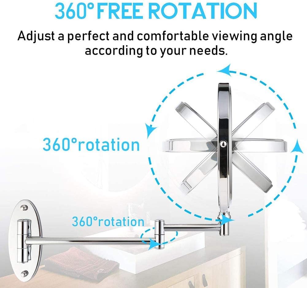 Durable Double-Sided Swivel Makeup Mirror wall-mounted 3X Magnification
