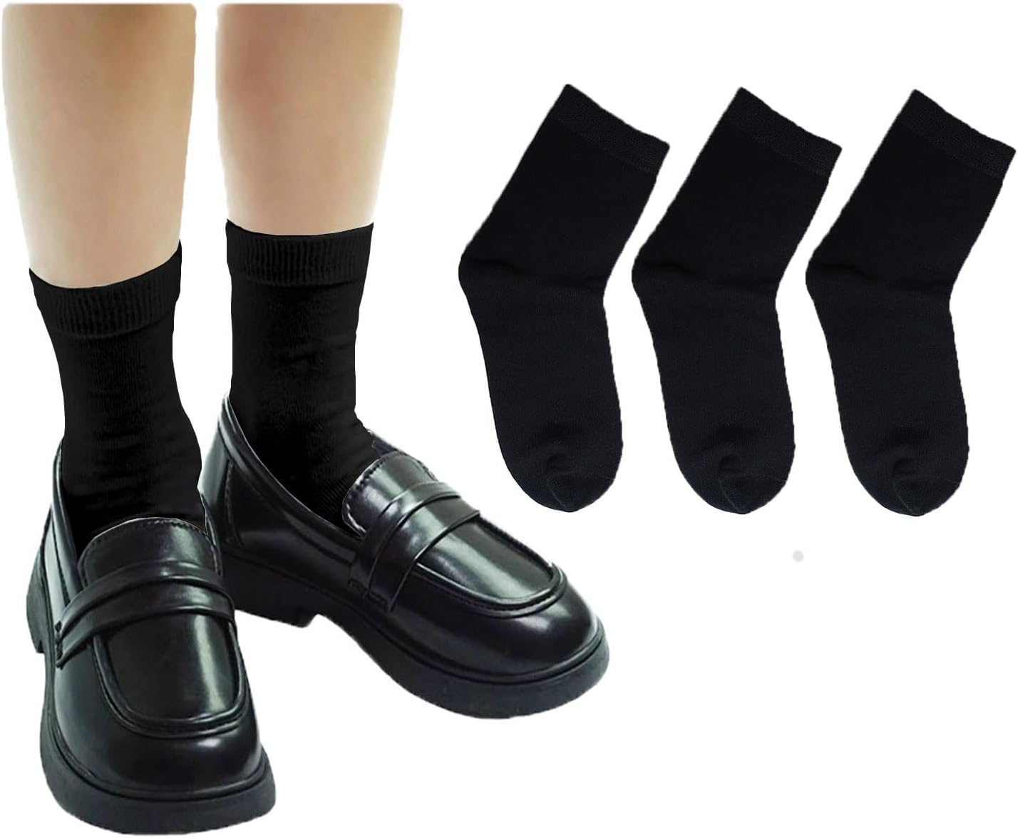 Calf Socks for Kids 3 Pairs Boys Girls Crew Dress Socks