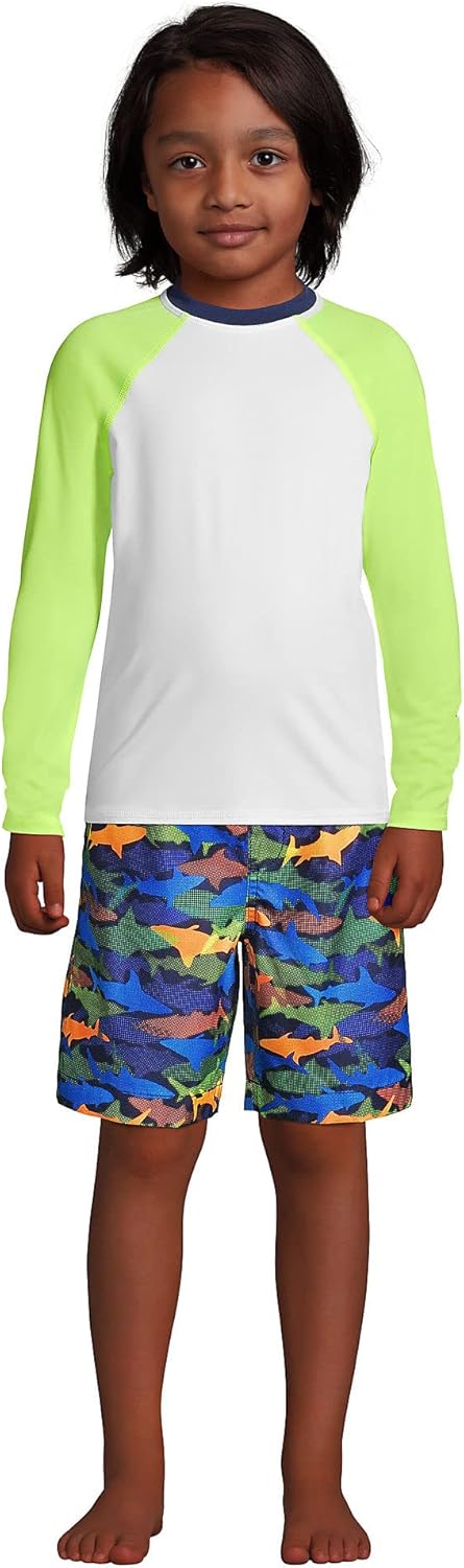 Lands End Boys-print-Safe Swim Trunks