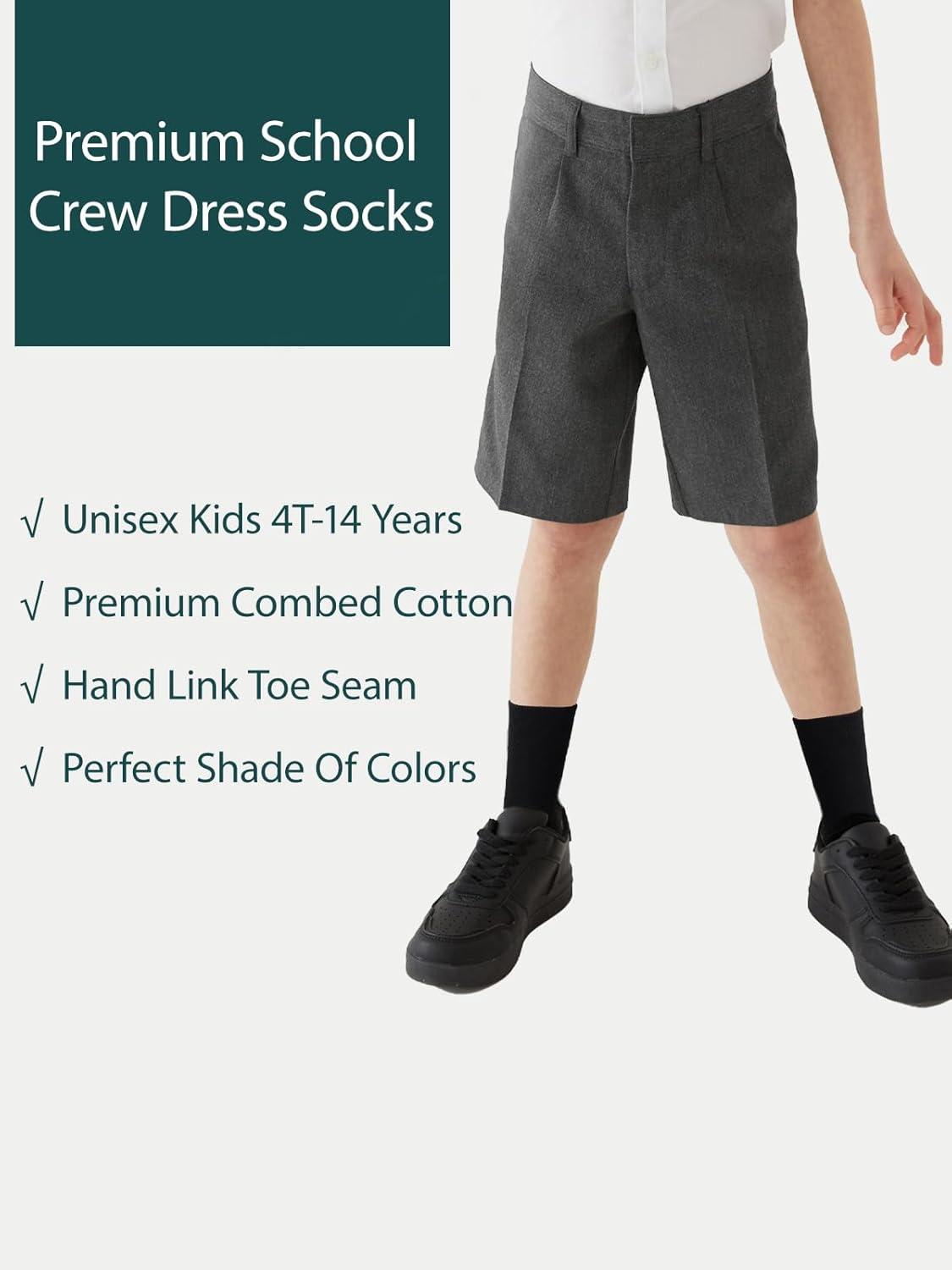 COTTON DAY Unisex Kids Soft Cotton Crew Socks 6 Pack